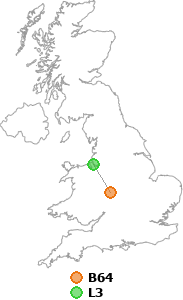 map showing distance between B64 and L3