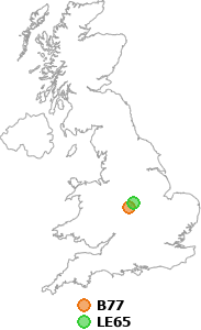 map showing distance between B77 and LE65