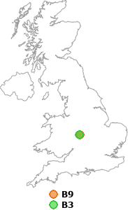 map showing distance between B9 and B3