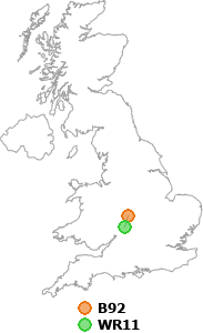 map showing distance between B92 and WR11