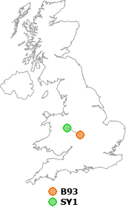 map showing distance between B93 and SY1