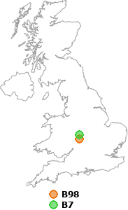 map showing distance between B98 and B7
