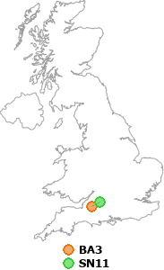 map showing distance between BA3 and SN11