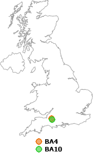 map showing distance between BA4 and BA10