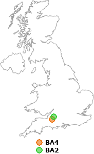 map showing distance between BA4 and BA2