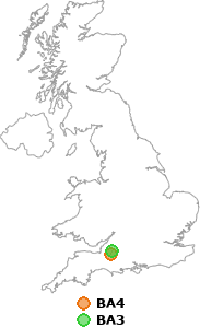 map showing distance between BA4 and BA3
