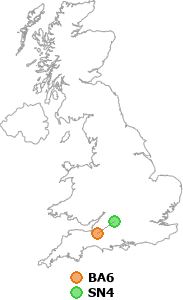 map showing distance between BA6 and SN4