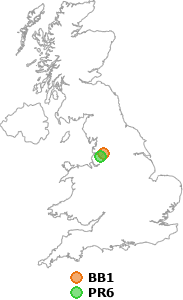 map showing distance between BB1 and PR6
