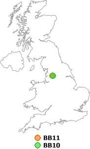 map showing distance between BB11 and BB10