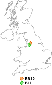 map showing distance between BB12 and BL1