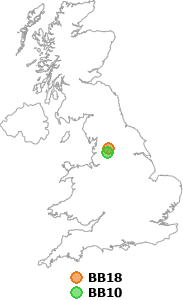 map showing distance between BB18 and BB10