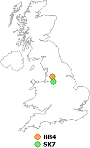 map showing distance between BB4 and SK7