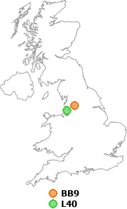 map showing distance between BB9 and L40