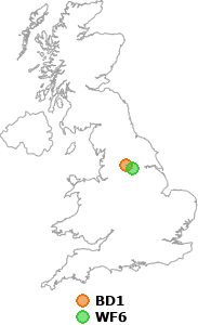 map showing distance between BD1 and WF6