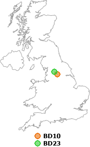 map showing distance between BD10 and BD23