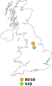 map showing distance between BD10 and S10