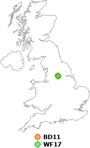 map showing distance between BD11 and WF17