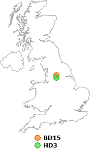 map showing distance between BD15 and HD3