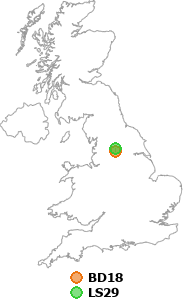 map showing distance between BD18 and LS29