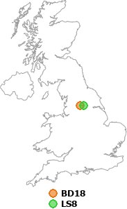 map showing distance between BD18 and LS8