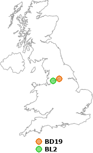 map showing distance between BD19 and BL2