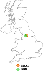 map showing distance between BD21 and BB9