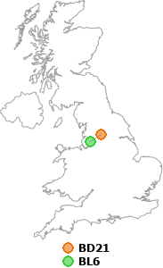 map showing distance between BD21 and BL6