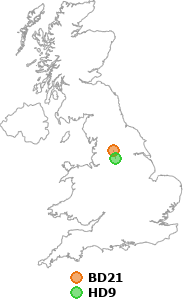 map showing distance between BD21 and HD9
