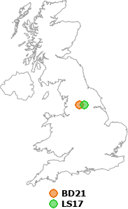 map showing distance between BD21 and LS17