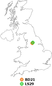 map showing distance between BD21 and LS29