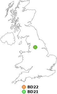 map showing distance between BD22 and BD21