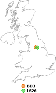 map showing distance between BD3 and LS26