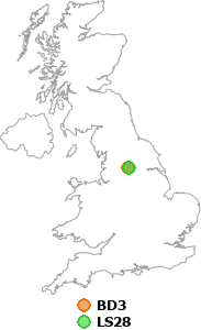 map showing distance between BD3 and LS28