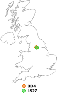 map showing distance between BD4 and LS27