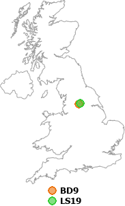 map showing distance between BD9 and LS19