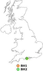 map showing distance between BH1 and BH2