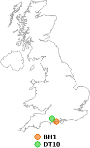 map showing distance between BH1 and DT10