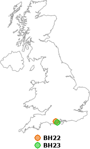 map showing distance between BH22 and BH23