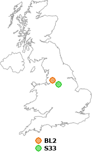 map showing distance between BL2 and S33