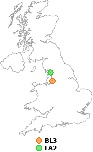 map showing distance between BL3 and LA2