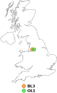 map showing distance between BL3 and OL1