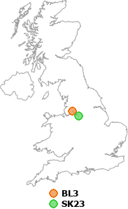 map showing distance between BL3 and SK23