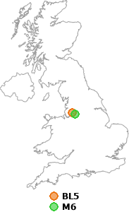 map showing distance between BL5 and M6