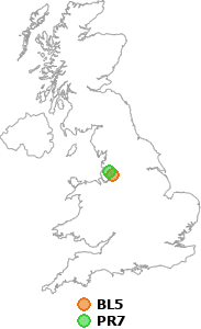 map showing distance between BL5 and PR7
