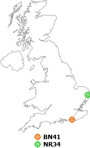 map showing distance between BN41 and NR34