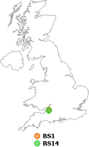 map showing distance between BS1 and BS14