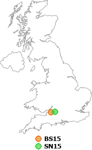 map showing distance between BS15 and SN15