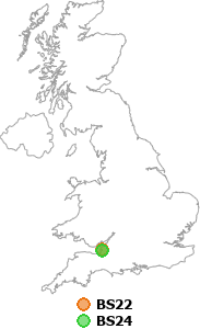 map showing distance between BS22 and BS24