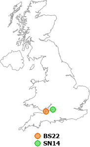 map showing distance between BS22 and SN14