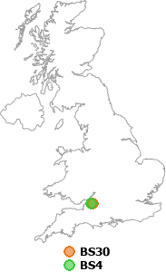 map showing distance between BS30 and BS4